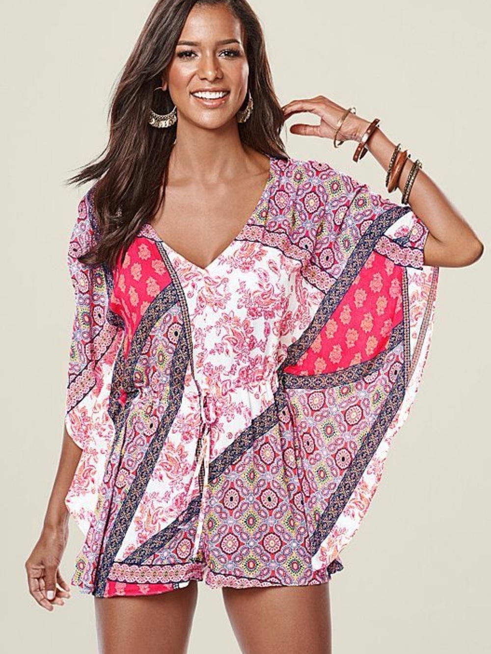 VENUS Pink Navy Paisley Shell with Cream Accents